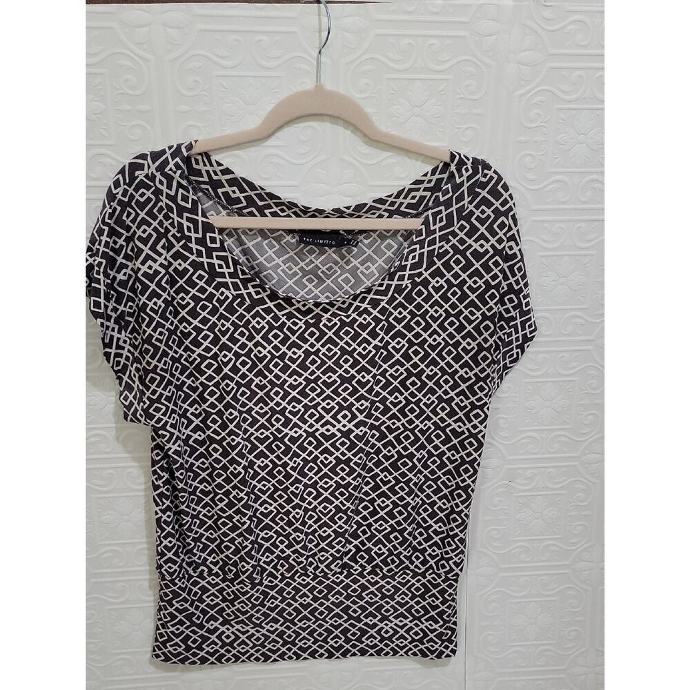 The Limited Black and White Geometric Short Sleeve Tee Womens S, Preppy